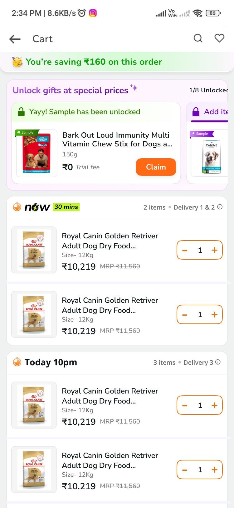 Revamped Supertails cart: savings banner, gift module and the first delivery group